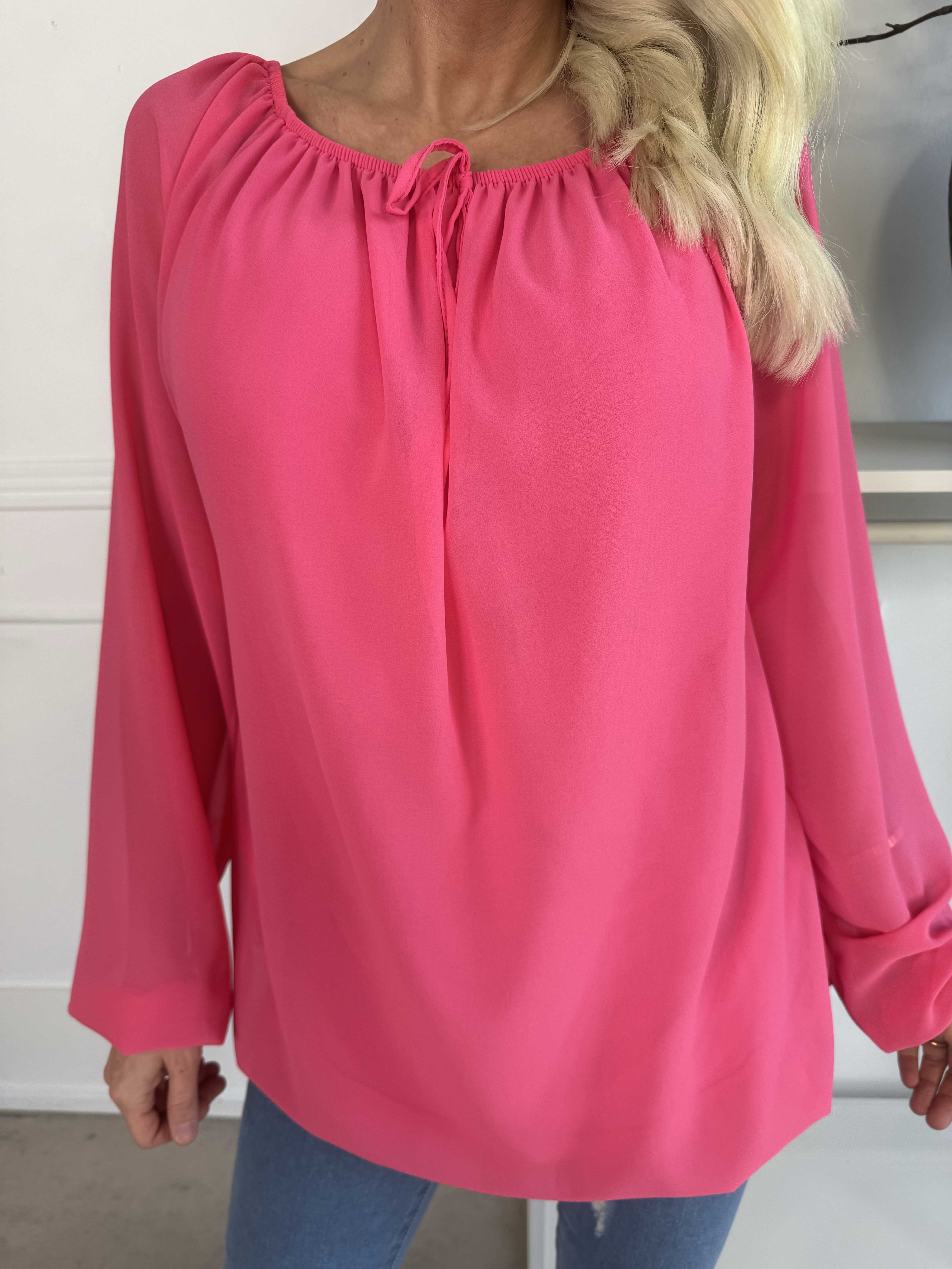 Stef - Fin tunika i chiffonlag med elastikkant